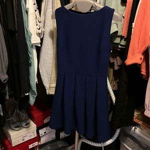 TopShop indigo pleated waist skater dress US size 4 Preowned